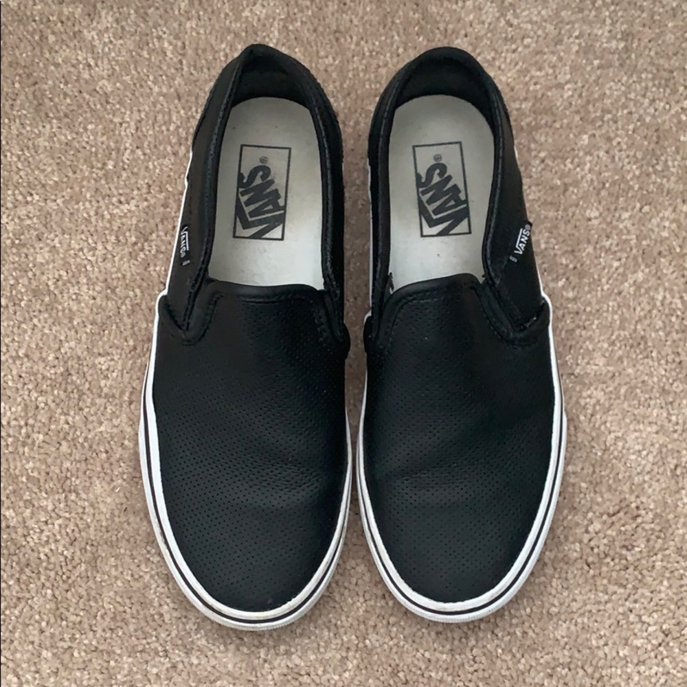 Faux leather slide on Vans
